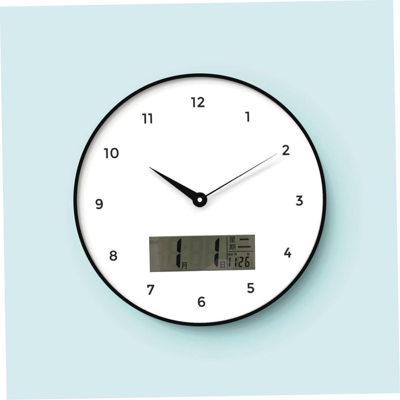 jojofuny Multifunctional Display Wall Clock with Lunar Calendar Temperature Elegant