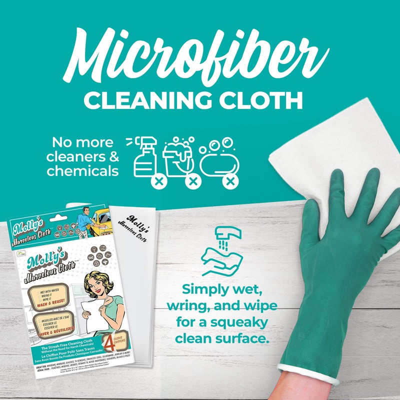 Molly’s Marvelous - Streak-Free Polishing Cloth, Lint-Free Microfiber Cleaning Cloth,