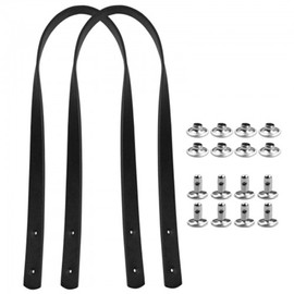 Dokeno Pack of 2 Leather Straps for Bags Leather Bag Handles Bag Handles PU Shoulder Straps Handbag Handles with Rivets Black Bag Strap Bag Strap Replacement Handbag Strap for Handbag