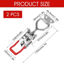 2 Pack 4003 Toggle Latch Clamp, 304 Stainless Steel Adjustable Toggle Latches With Lock Hole, High Loading Capacity Heavy Duty Toggle Clamp for Smoker Lid Jig, ToolBox Case