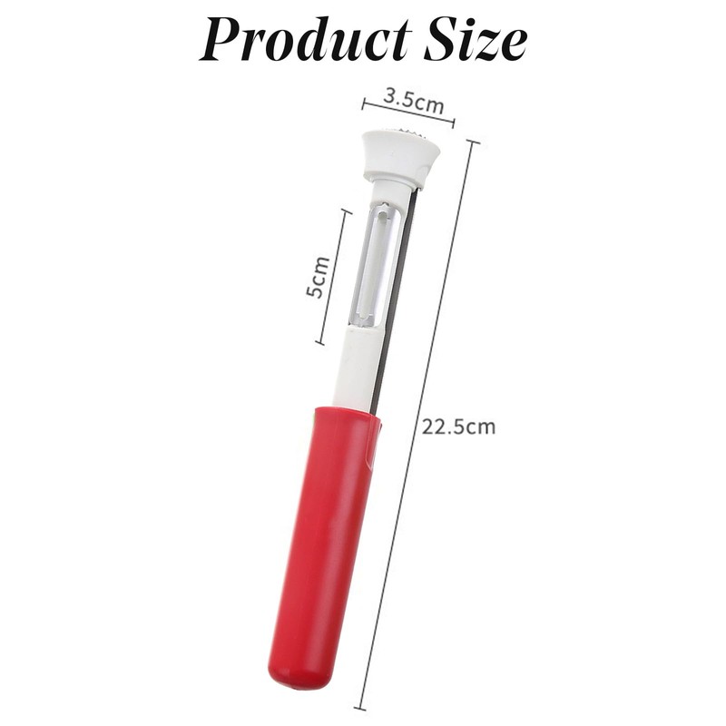 2-in-1 Stainless Steel Apple Corer and Peeler, Red, Plastic Handle,