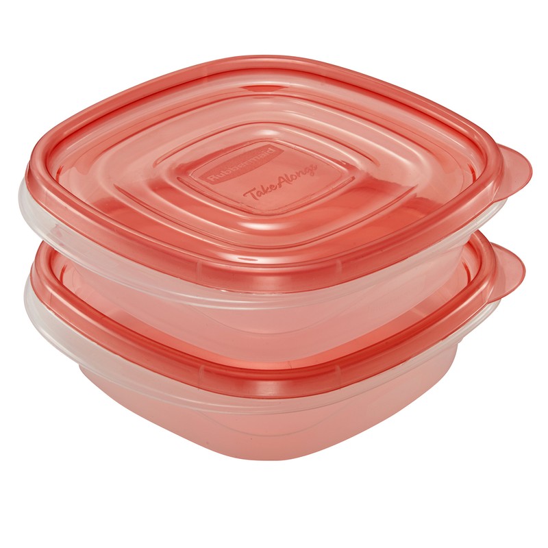 Rubbermaid TakeAlongs Square Food Storage Containers, 2.9 Cup, Tint Chili,