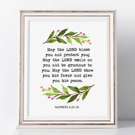 May The Lord Bless You, Numbers 6:24-26, Scripture Art, Bible Verse, Bible Verse Wall Art, Bible Verse Prints, No Frame - 8x10 inch