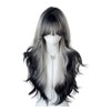 TTYAO REII Gray Black Gradient Wig Women Long Wavy Wig