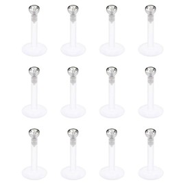 AceFun Lip Piercing, 16 Gauge Stainless Steel Plastic Lip Piercing, Bar Labret Stud Nose Ring, Tragus Helix Piercings, without stone