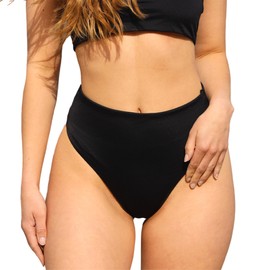 MYLILY Women's Brazilian Bikini Bottoms for Pool, Beach & Sea, Black, L