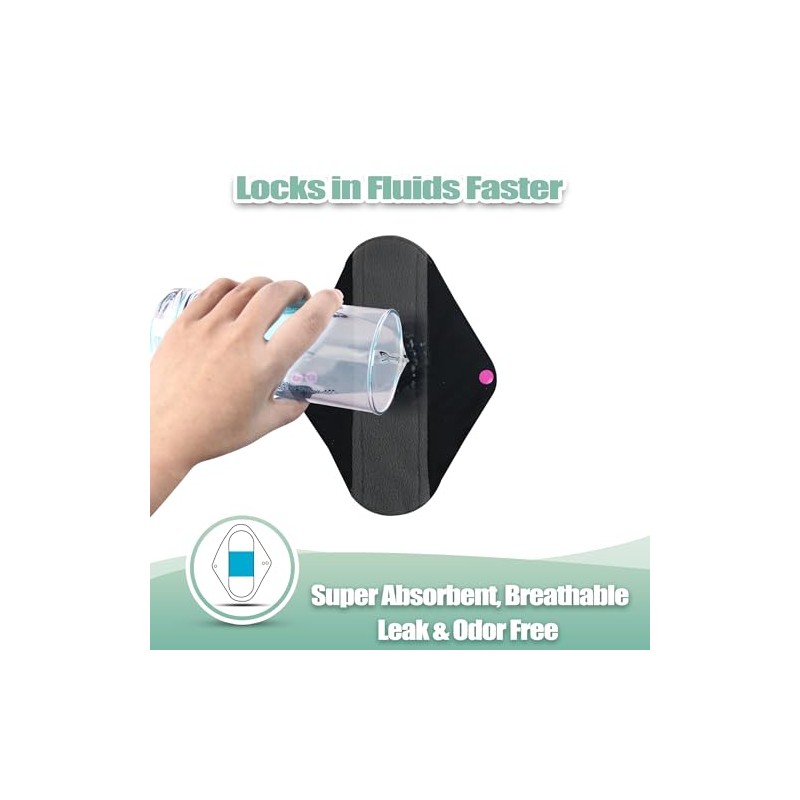 wegreeco- Compresas menstruales reutilizables de carbón - Compresas higiénicas reutilizables