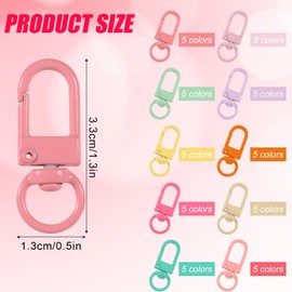 50pcs Metal Lobster Claw Clasps, 360° Swivel Hooks for Lanyards Colorful Swivel Key Chains Rings Connector with Key Ring Heavy Duty Swivel Clip Lanyard Snap Hook for Handbags Keychain Purse