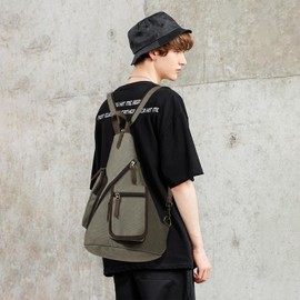 KL928 Men's Body Bag, Shoulder Bag, Cross-Body Bag, Large Capacity, Lightweight, One Shoulder Bag, Canvas, Waterproof, School, Work, Travel, Bicycle, Sports, Outdoor Activities, Women's, gray (light