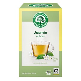 LEBENSBAUM Tee Jasmintee, Bio-Tee mit frischen Jasminblüten, Grüntee Beutel, 100% natürlicher Geschmack, 20 Teebeutel à 1,5 g