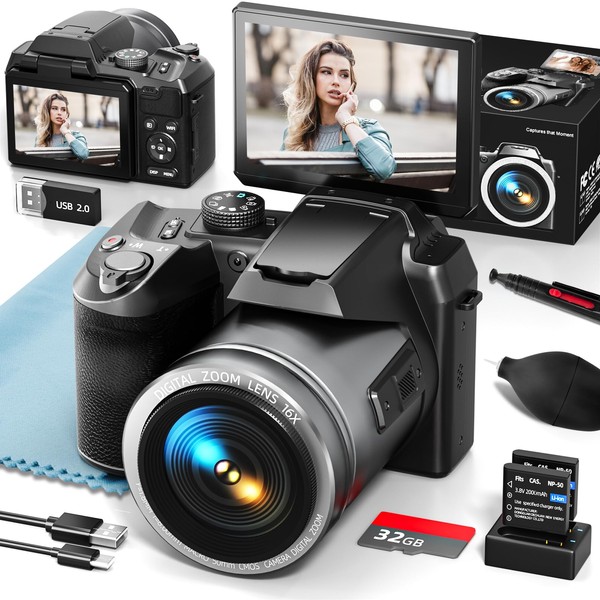 64MP 5K Digital Camera for Photography, Vlogging Cameras for YouTube