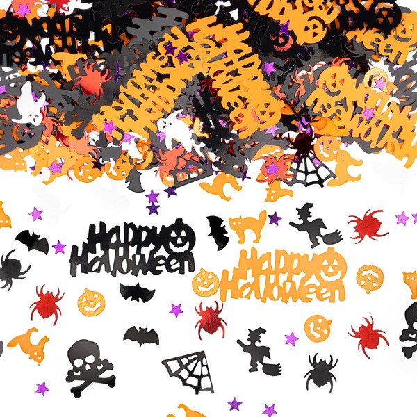MYHOGOOD Halloween Confetti, Happy Halloween Witch Spider Pumpkin Cat Ghost