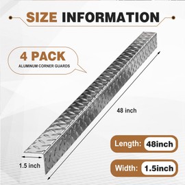 Gisafai 4 Pcs Aluminum Stair Nosing 1.5"x 1.5"x 48" Diamond Plate Non Slip Window Sill Nosing Plate Metal Staircase Ledge Guard Stair Edge Protector for Wall Edge Corner Guard Angle Silver