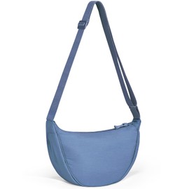 Yuson Girl Women's Half Moon Crossbody Shoulder Bag, Casual Moon Bag, Plain Portable Handbag, Nylon, Halfmoon Crossbody Bag, Shoulder Bag with Adjustable Shoulder Strap, blue