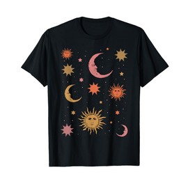 Whimsigoth Aesthetic Hippie Celestial Vintage Half Moon Sun T-Shirt