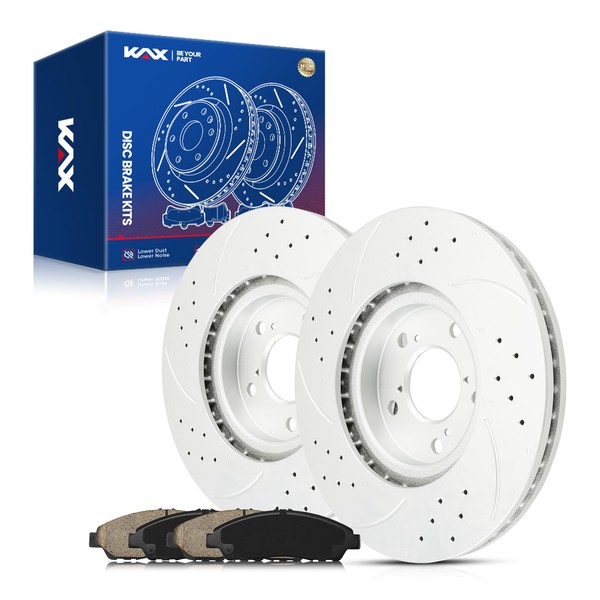 KAX Front Brake Kit, Drilled and Slotted Brake Rotors 31468,