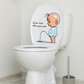 Toilet Sticker, 'If You Miss, Clean Your ' Funny Bathroom Wall Decal, Waterproof Art Sign Decor for Lid and Tank Covers