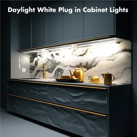 Benreom Under Cabinet Lighting Plug in, 3 Pcs 12 Inch Ultra Thin Under Cabinet Lights, Super Bright White Under Counter Lights for Kitchen, Dimmable Light for Cabinet, Counter, Workbench, Desk