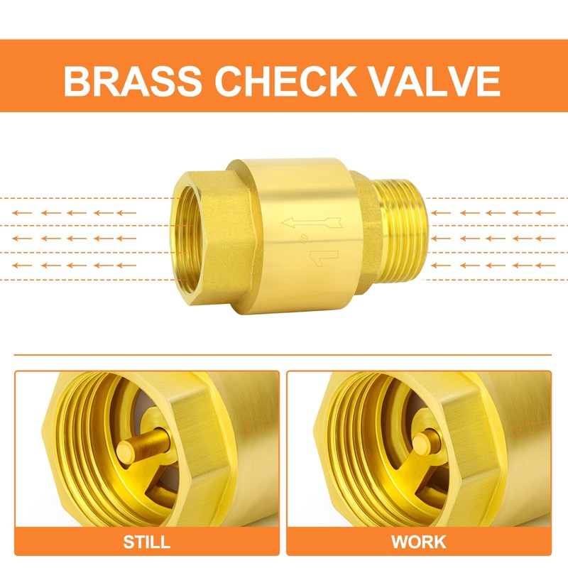 GASHER 1PCS Brass Check Valve DN20 1" Female and Male