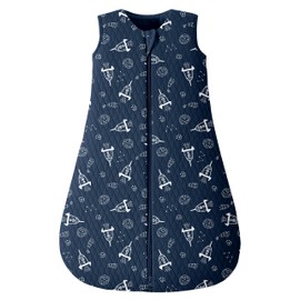 Looxii Baby Sleeping Bag 2.5 TOG 100% Cotton Winter Toddler Sleep Sack Baby Wearable Blanket for Boys and Girls 18-24 Months Rocket Navy Blue