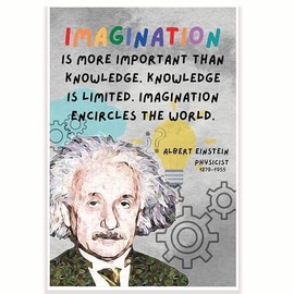 Imagination Famous Albert Einstein Quote Classroom Poster - Science Class Poster - Positive Uplifting - 12 x 18 Inch - Classroom Decor - Classroom Must Haves - Back To School Decor - CPS0650