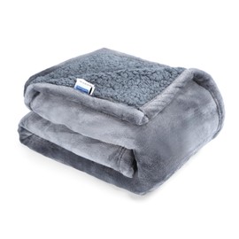 Nobleza Waterproof Dog Blanket, 100x75cm Dog Blankets Washable for Medium Dogs and Cats, Reversible Soft Plush Fleece Pet Blanket, Kitten Puppy Throw, Dog Sofa Cover Protector, Grey