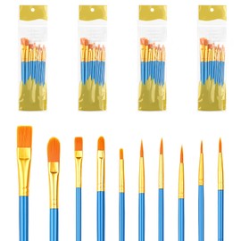 Bouiexye Blue Paint Brushes Set 50 Pcs Watercolor Brushes for Acrylic Painting Oil Miniature Detail Depiction Artist Professional Painting Set