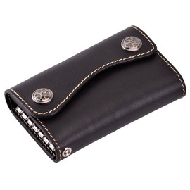 Tarhoo Genuine Tochigi Leather Key Case, Men's Smart Key Case, Key Holder, 3 Fold, 6 Rows, 4 Colors (Black)