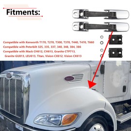 RLB-HILON 1Pair Hood Latch Compatible with Kenworth T170, T270, T330, T370, T660 / Peterbilt 325, 335, 337, 340, 348, 384, 386, 567, 569, 579 / Mack CH612 CH613 / Blue Bird Vision School Bus