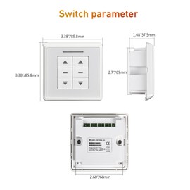 AC228-01 Crystal Style Double Routes Radio Receiver, AC to 24V Motor Switch Controller Electric Wall Switch Emitter for Roller Blinds/Shades Motor