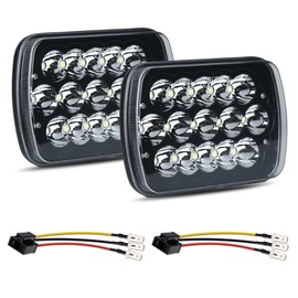 Black Pair 5X7 7X6 Inch Led Headlights Sealed Beam Hi/Lo Replace H6054 Headlights Compatible with Jeep Grand Cherokee XJ YJ Toyota pickup Dodge Ram Ford F250 E350