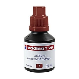edding T 25 Refill Ink Permanent Marker - Brown - 30 ml - with Drop Dispensing System, for Quick refilling of Almost All edding Permanent Markers