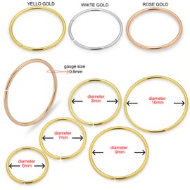 AZARIO LONDON 9K Rose Gold 22 Gauge - 6MM Diameter Seamless Continuous Open Hoop Nose Ring Nose Piercing