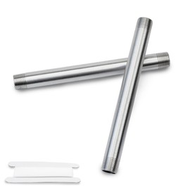 Bwintech 2 Pcs 200MM 1/2" Male × 1/2" Male BSP Thread Stainless Steel 304 Extender Nipple Cast Pipe Fittings