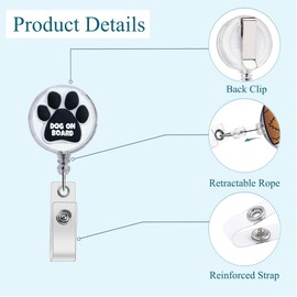 Dog on Board Badge Reel - Cute Retractable ID Holder for Nurses, Medical Staff, Teachers & Students - 2 Pcs