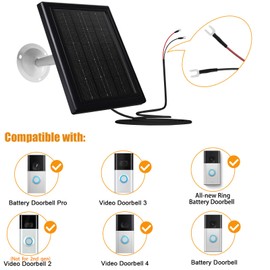 Ring Solar Charger,5W 12VAC Compatible with Ring Video Doorbell 3/3+/4, Battery Video Doorbell Pro, 16.4ft Waterproof Charging Cable, 360°Adjustable Mount (Black,2 Pack)