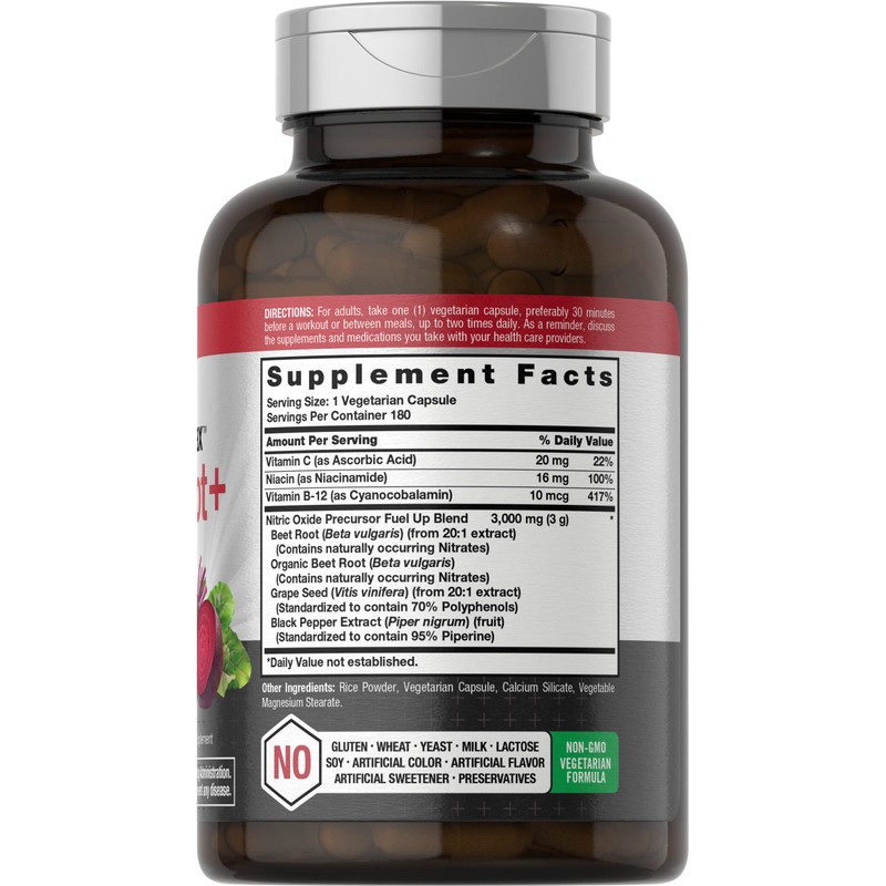 Horbäach Nitric Oxide Beet Root Capsules | 180 Count |