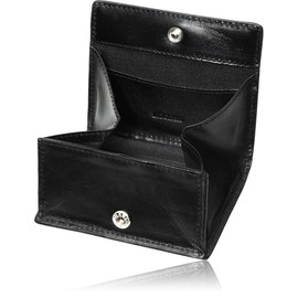 LEZOPHIS Men's Coin Purse, Genuine Leather, Box-shaped, Men's, Small Wallet, Black