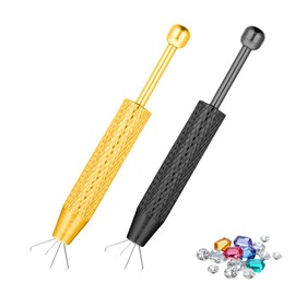 Bewudy 2 Pcs Piercing Ball Grabber Tool, 4-Claw Pick Up Piercing Tools for Changing Jewelry, Claw Tweezers Piercing Tool for Small Parts Pickup (Black and Gold)