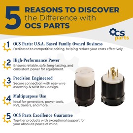 OCS Parts NEMA L16-20 Locking Plugs and Connectors | 480V - 20A - 3 Pole 4 Wire | cUL Listed Replacement Electical Plugs (Plug + Connector)