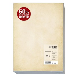 SIGEL DP983 Vintage Design Paper DIN A4 50 Sheets + 25 Sheets Free Writing Paper Printed on Both Sides 90 g Made from Sustainable Paper