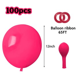 Hot Pink Balloons 100 pcs 12 inch Thicken Latex Hot Pink Balloons Pink Round Helium Balloons for Birthday Wedding Valentines Anniversary Baby Shower Kids Party Decoration Supplies