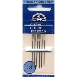 DMC 1768-18 Chenille Hand Needles, 6-Pack, Size 18, Blue