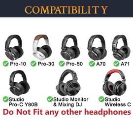 SOULWIT Protein Leather Headband Cover for Oneodio Pro-10/Pro-30/Pro-50/Studio Monitor & Mixing DJ/A71/A70/Studio Wireless C/Studio Pro-C Y80B Headphones, Replacement Headstrap Pad Repair Part - Black