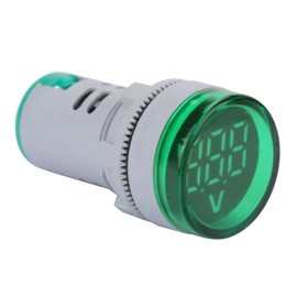 Voltage Display, Digital Voltage Display, LED Voltmeter Signal Light, Digital Display, DC Voltmeter, Round Lamp, Voltage Tester (Green)