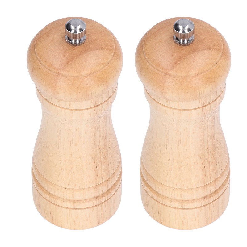2pcs Wood Salt and Pepper Grinder Adjustable Coarseness Wooden Pepper