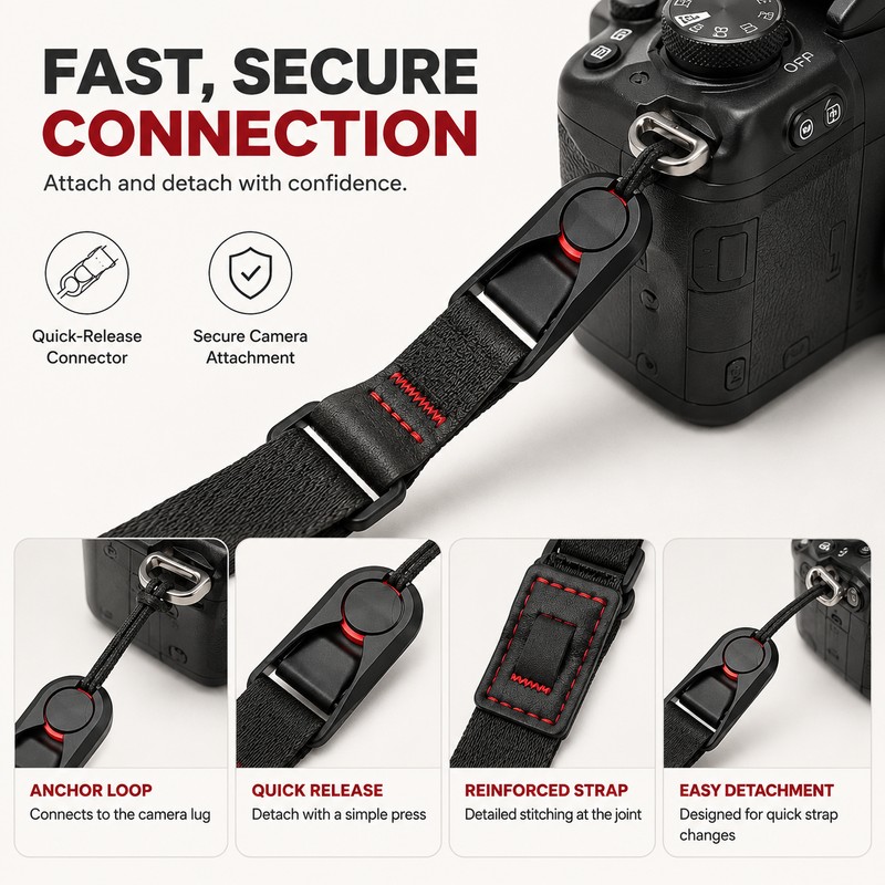Quick Release Camera Shoulder Strap for DSLR and Mirrorless Cameras