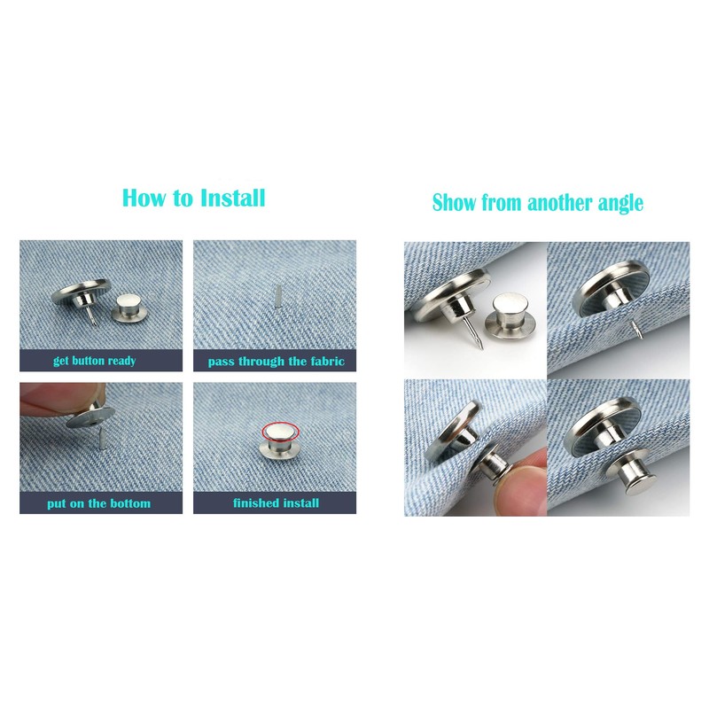 E-Uli Instant Buttons Replacement Removable Button 8 Pcs No Sew