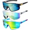 Apricitie 3 pezzi occhiali da ciclismo veloci, UV 400, sportivi,