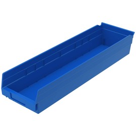 Akro-Mils 30164 Plastic Containers for Organizing and Storage Bins for Closet, Kitchen, Office, or Pantry Organization, 24-Inch x 6-1/2-Inch x 4-Inch, Blue, 6-Pack
